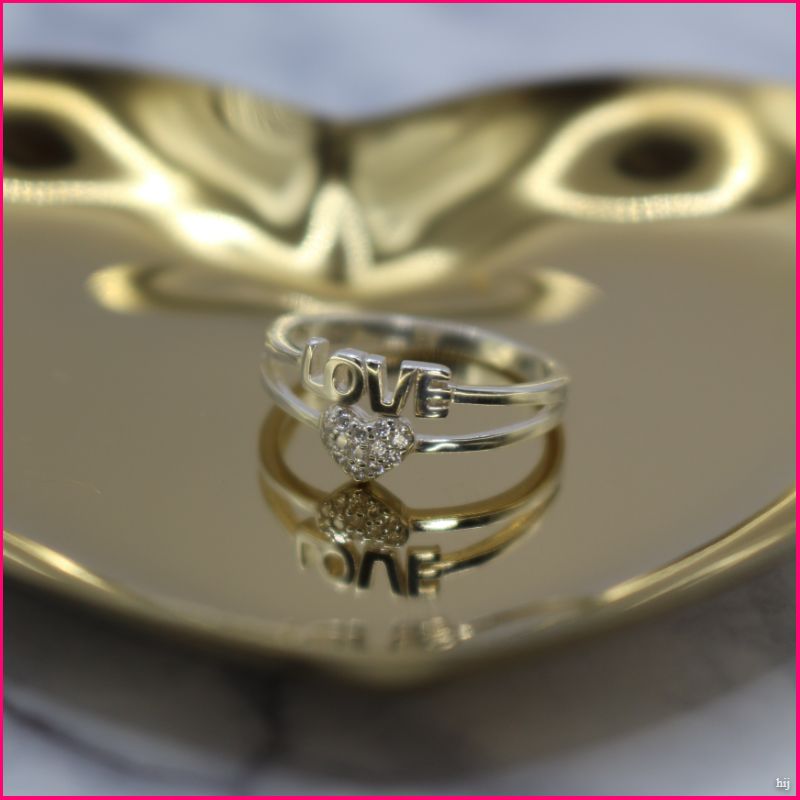 Anillo LOVE con Corazón de Circones - El lenguaje del amor 💖