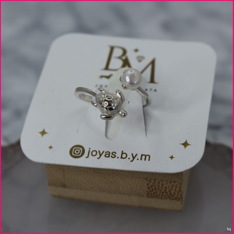Anillo Perla Tortuga (ajustable)