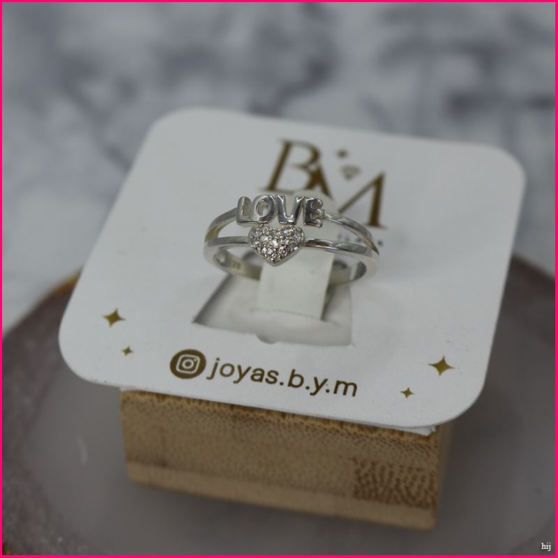 Anillo LOVE con Corazón de Circones - El lenguaje del amor 💖