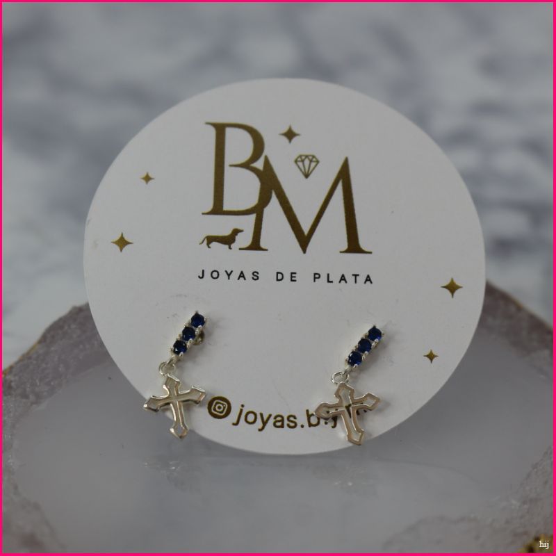 Aros de Cruces con Circones Azules ✝️💙