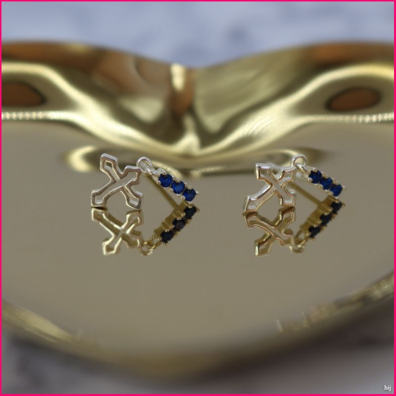 Aros de Cruces con Circones Azules ✝️💙