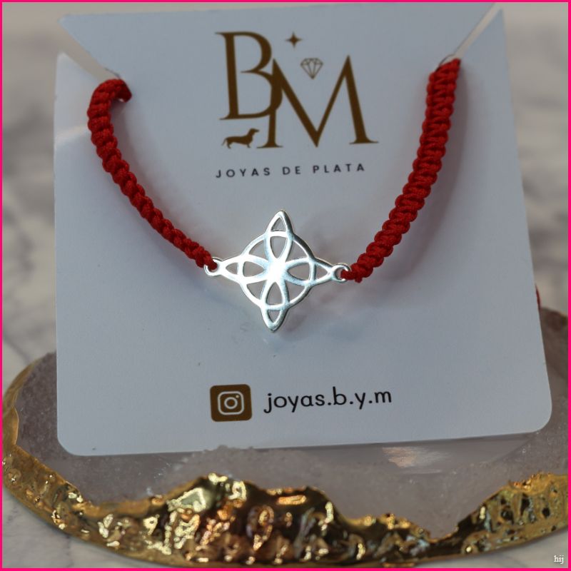 Pulsera Roja con Nudo de Bruja en Plata Ley 925 ✨