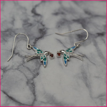 Aros Colibrí Esmaltado - Naturaleza y Elegancia en Plata
