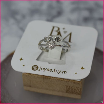 Anillo LOVE con Corazón de Circones - El lenguaje del amor 💖