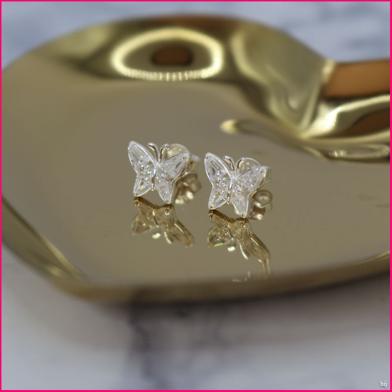 Aros Mariposas de Plata Ley 925 con Zircones ✨🦋