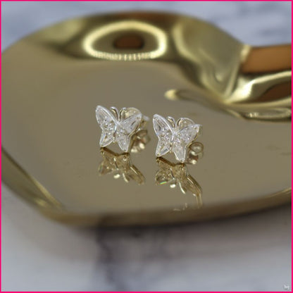 Aros Mariposas de Plata Ley 925 con Zircones ✨🦋