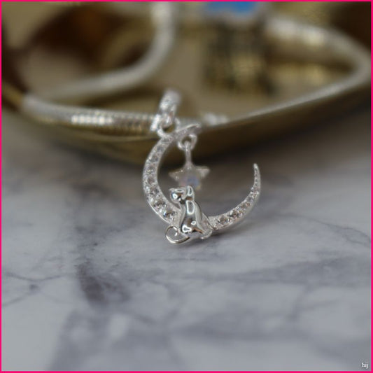 Charm Gato en la Luna con Estrella Brillante 🌙✨