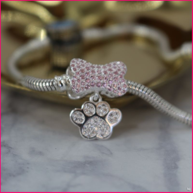 Charm Huella de Perro con Circones Rosados 🐾💖