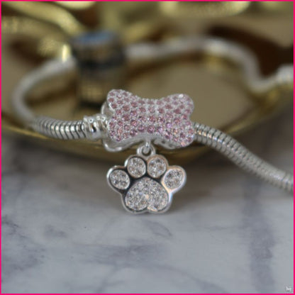 Charm Huella de Perro con Circones Rosados 🐾💖