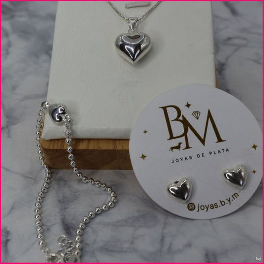Conjunto Corazones de Plata: Amor en Cada Detalle